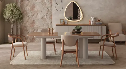 Product img 2, New Lotus Ahşap Ayaklı Yemek Odası Takımı